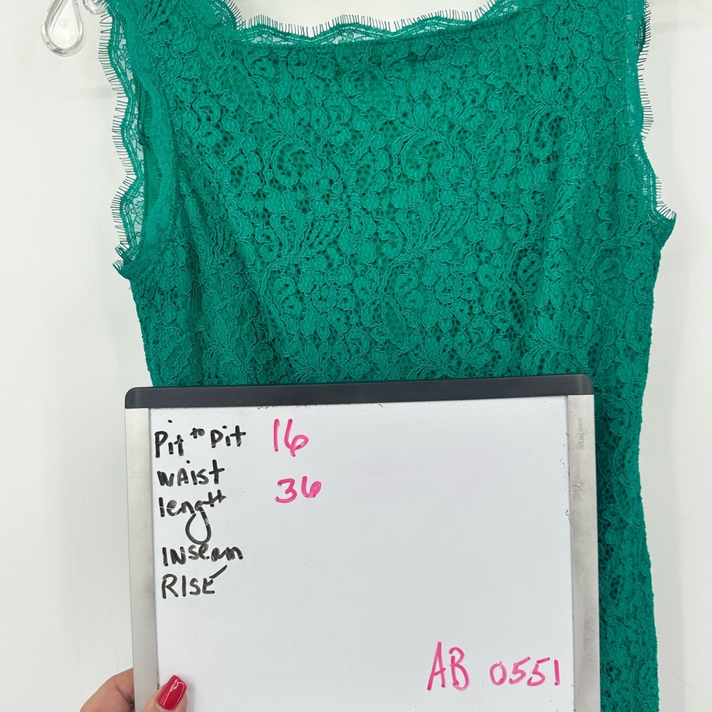Adrianna Papell Emerald Green Boatneck Lace Sheath Dress Womens 8 | AB551 - Picture 8 of 9
